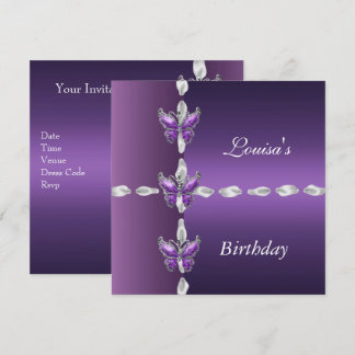 Elegant Birthday Invite Lilac Lila Butterfly Einladung