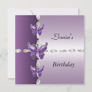 Elegant Birthday Invite Lilac Lila Butterfly Einladung