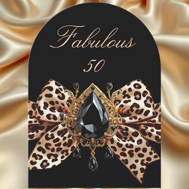 Elegant Birthday Leopard Bow Caramel Gold Jewel Einladung (Von Creator hochgeladen)