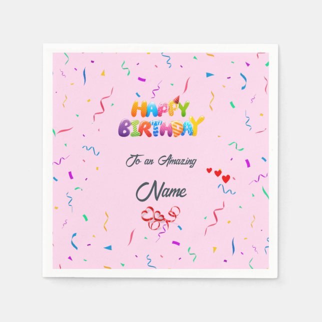 Elegant Birthday Party Napkins - Custom Designs Serviette (Vorderseite)