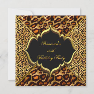 Elegant Birthday Party Wild Leopard Animal Gold Einladung