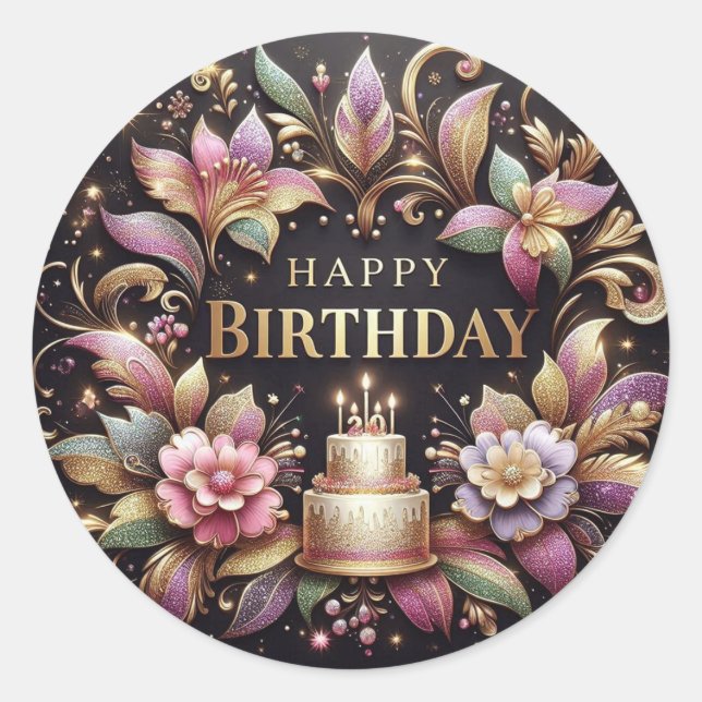 Elegant birthday sticker  (Vorderseite)