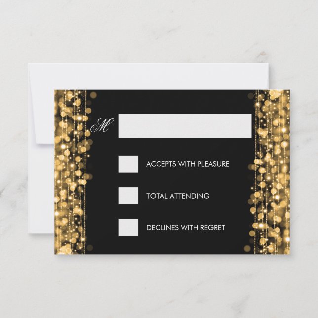 Elegant Birthday UAWG Glitzern Gold RSVP Karte (Vorderseite)