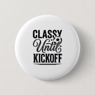 Elegant bis Anpfiff Fußball Vintage-Shirt-Design_1 Button