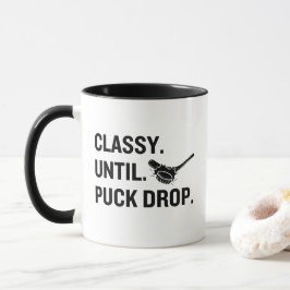 Elegant bis zum Puck Drop Lustiger Hockey Fan Tasse