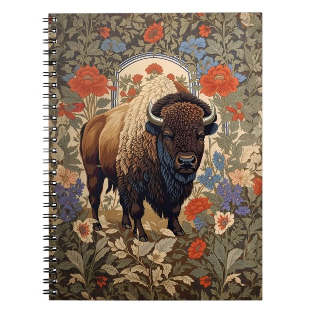 Elegant Bison William Morris Inspiriert Notizblock (Vorderseite)