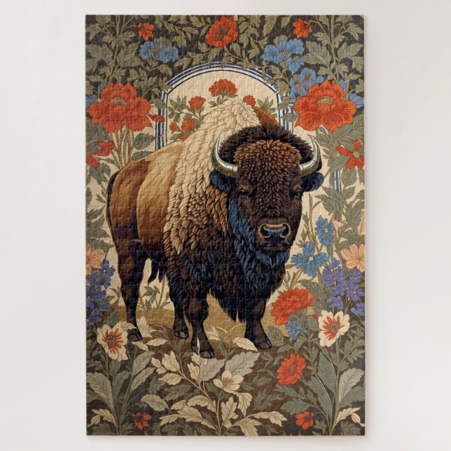 Elegant Bison William Morris Inspiriert Puzzle (Vertikal)