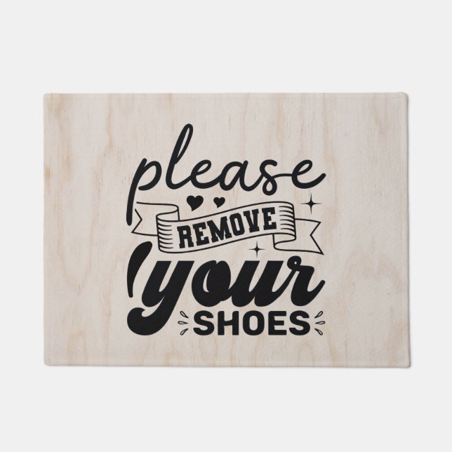 Elegant Bitte Schuhe Entfernen Holzstruktur Fußmatte (Vorderseite)