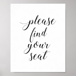 Elegant Bitte suchen Sie Ihr Sitzhochzeitzeichen Poster