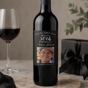Elegant Black 50. Geburtstag auf den Punkt gereift Weinetikett