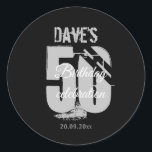 Elegant Black 50. Jedes Alter Geburtstag Runder Aufkleber<br><div class="desc">Elegant Black Personalisiert 50. Any Birthday Party Classic Rundaufkleber</div>