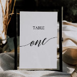 Elegant Black 5x7 Printable Table One Table Number Einladung<br><div class="desc">This elegant black 5x7" printable table one table number is perfect for a simple wedding. The neutral design features a minimalist card decorated with romantic and whimsical typography. The card prints on the front and back (double-sided). Other table numbers in the collection are sold separately.</div>