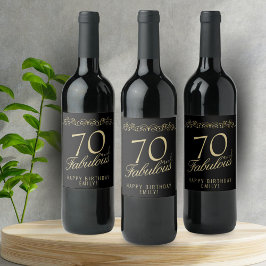 Elegant Black 70 und fabelhaft 70. Geburtstag Weinetikett