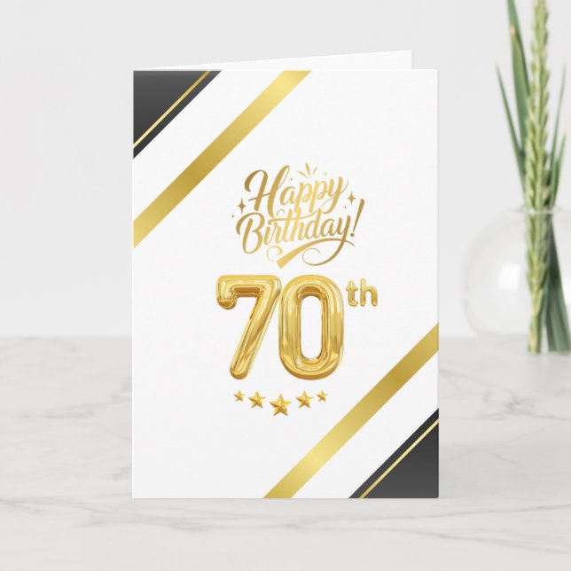 Elegant Black and Gold 70th Birthday – Luxury Karte (Vorderseite)