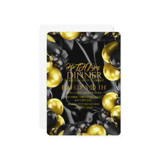 Elegant Black and Gold Birthday Dinner Invitation  Einladung