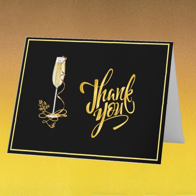 Elegant Black and Gold Budget Retirement Dankeskarte (Von Creator hochgeladen)