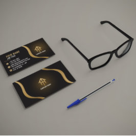 Elegant Black and Gold Business Card Visitenkarte