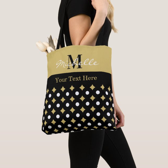 Elegant Black And Gold Diamond Pattern Monogrammed (Von Nahem)