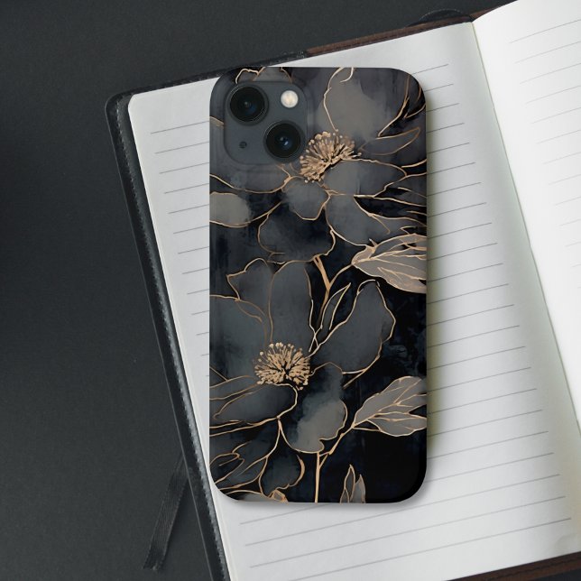 Elegant Black and Gold Floral Art Case-Mate iPhone Hülle (Von Creator hochgeladen)