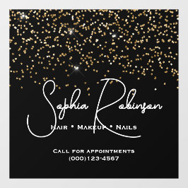 Elegant Black and Gold Glitter Salon Business Fensteraufkleber