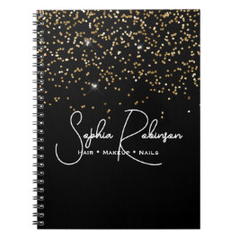Elegant Black and Gold Glitter Salon Business Notizblock