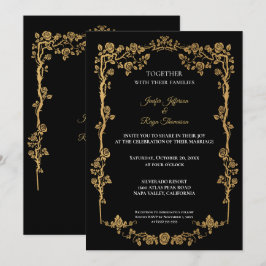 Elegant black and gold Gothic wedding Invitation Einladung