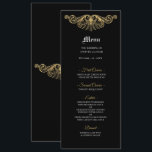 Elegant black and gold Gothic Wedding Menu Menükarte<br><div class="desc">Elegant Gothic Wedding Menu</div>