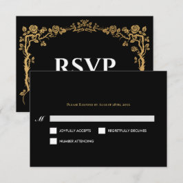 Elegant black and gold Gothic Wedding RSVP Card Karte