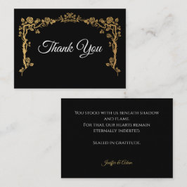 Elegant black and gold Gothic wedding Thank You Mitteilungskarte