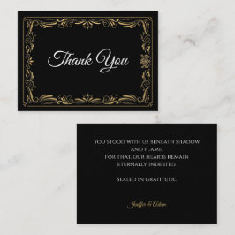 Elegant black and gold Gothic wedding Thank You Mitteilungskarte