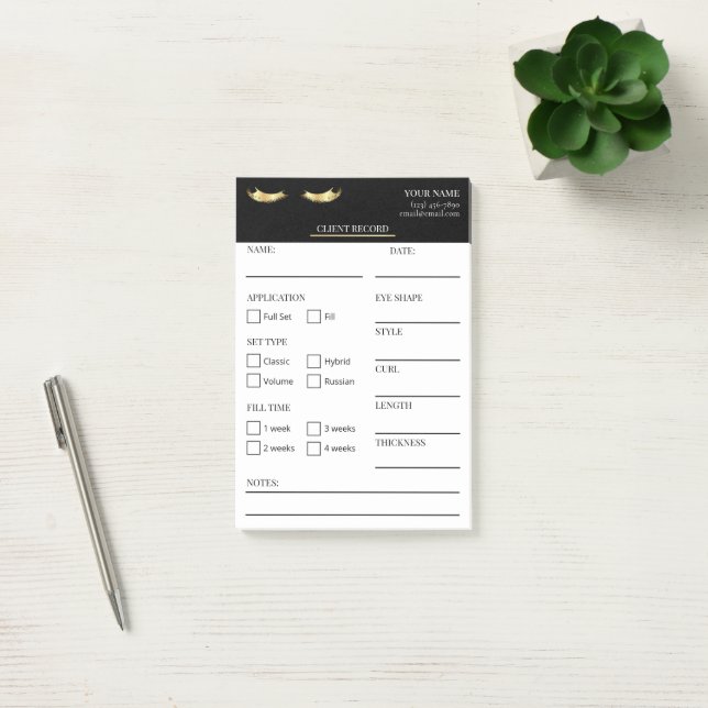 Elegant black and gold Lash Client  Post-it® Notes Post-it Klebezettel (Büro)