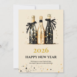 Elegant Black and Gold New Year Greeting Card Feiertagskarte