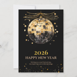 Elegant Black and Gold New Year Greeting Card Feiertagskarte