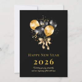 Elegant Black and Gold New Year Greeting Card Feiertagskarte