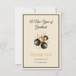 Elegant Black And Gold New Year Thank You Card Dankeskarte