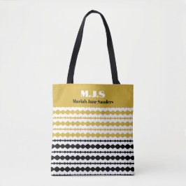 Elegant Black and Gold Pattern Initials and Name