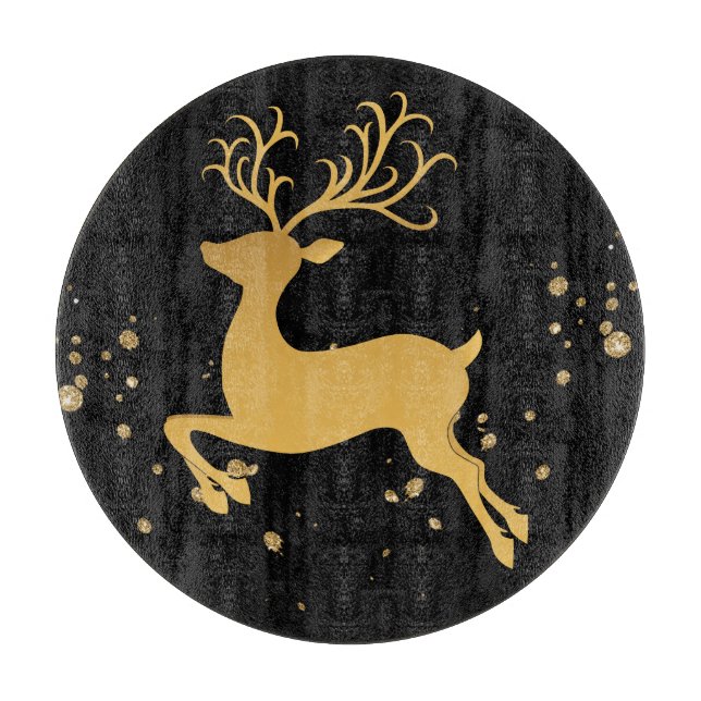 Elegant Black and Gold Rudolph Schneidebrett (Vorderseite)