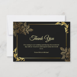 Elegant Black and Gold Wedding Dankeskarte