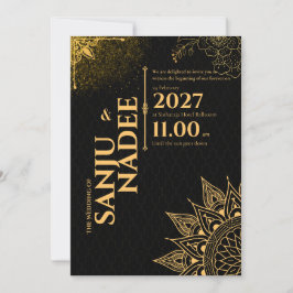 ​Elegant Black and Gold Wedding Invitation Einladung
