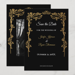 Elegant black and gold wedding save the date ankündigung