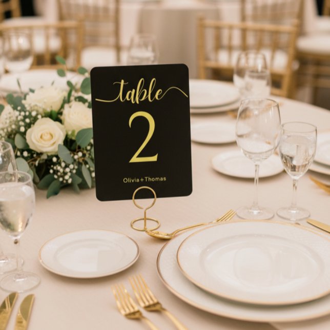 Elegant Black and Gold Wedding Table Number Sockelschild (Von Creator hochgeladen)