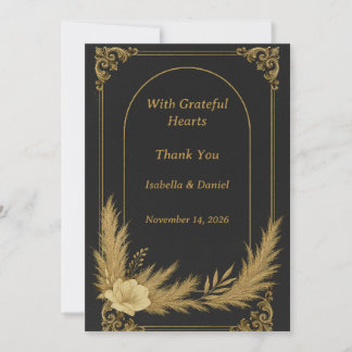 Elegant Black and Gold Wedding Thank You Card Dankeskarte