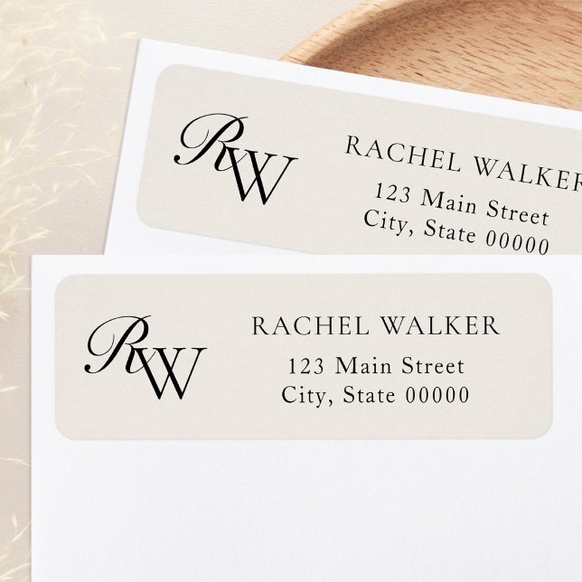 Elegant Black and Ivory Monogram Return Address (Von Creator hochgeladen)