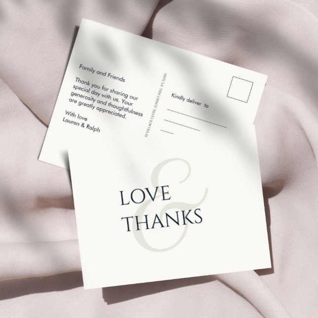 Elegant Black and Ivory Non-Foto Vielen Dank Postkarte (Von Creator hochgeladen)