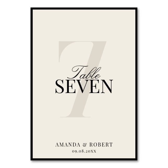 Elegant Black and Ivory Old Money Wedding Tischnummer (Vorderseite)