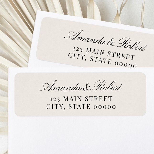 Elegant Black and Ivory Wedding Return Address (Von Creator hochgeladen)