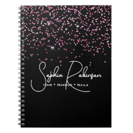 Elegant Black and Pink Glitter Salon Business Notizblock