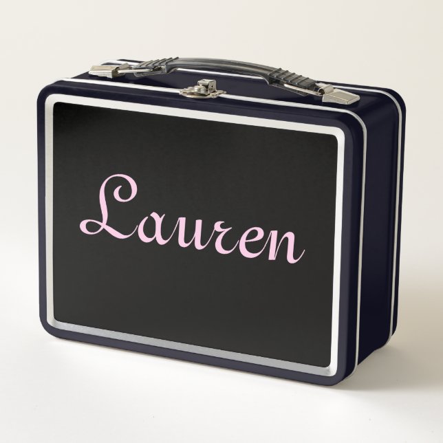 Elegant Black and Pink Metal Lunch Box (Vorderseite)