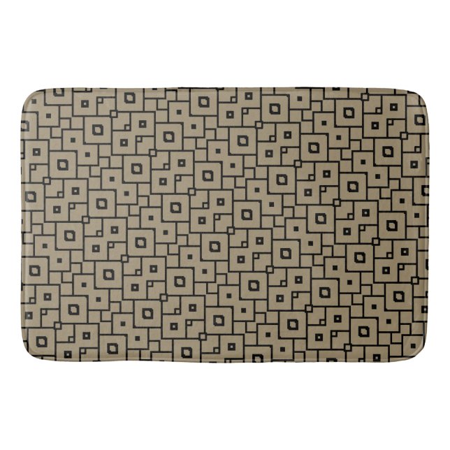 Elegant Black and Tan Geometric Badematte (Vorderseite)