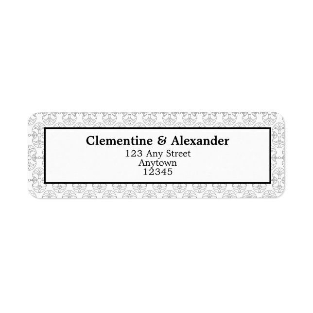 Elegant Black and White Art Deco Return Labels (Vorne)